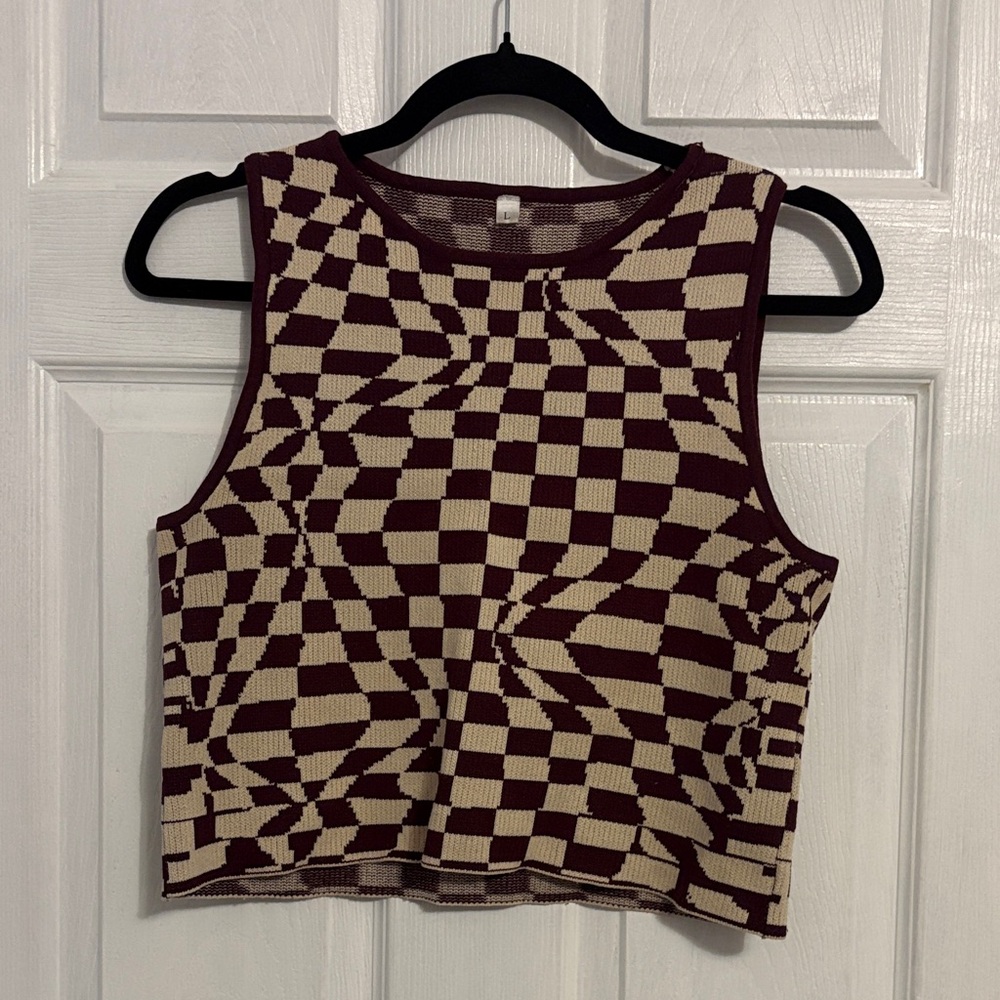 Stylish Burgundy and Cream Women's Top
